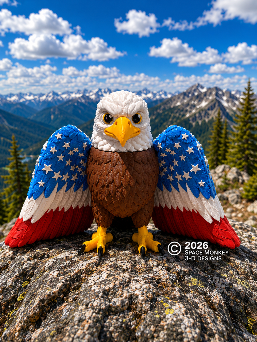 Patriotic American Eagle Figurine | 3D Printed Flag Wings