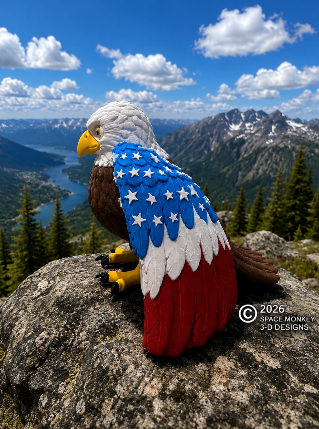 Patriotic American Eagle Figurine | 3D Printed Flag Wings