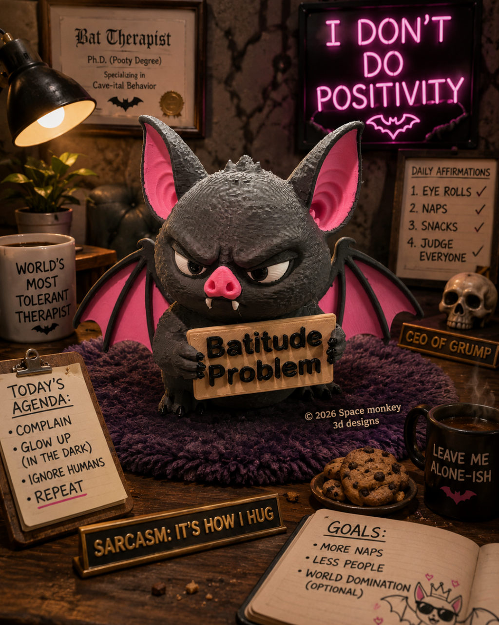Battitude Grumpy Bat Figurine