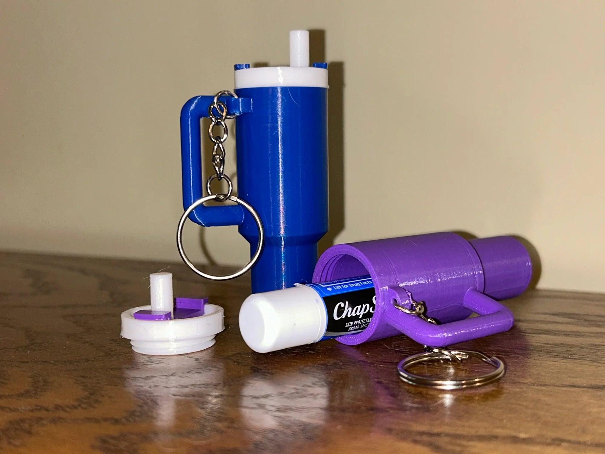 Chapstick Holder Keychain faux Stanley