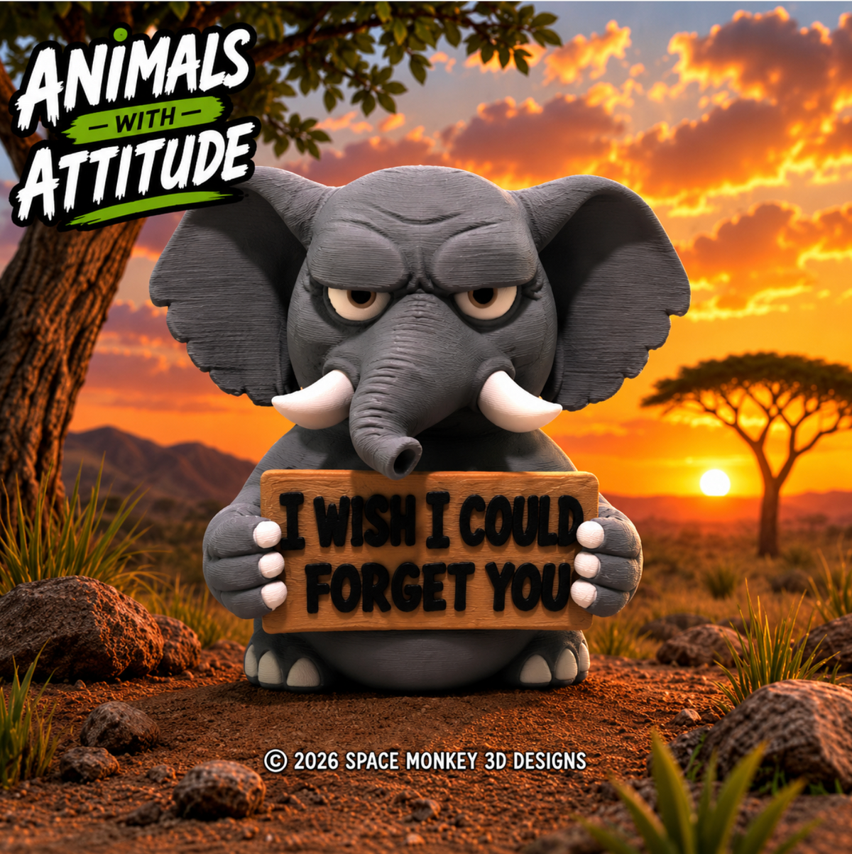 Big Trunk Energy Grumpy Elephant