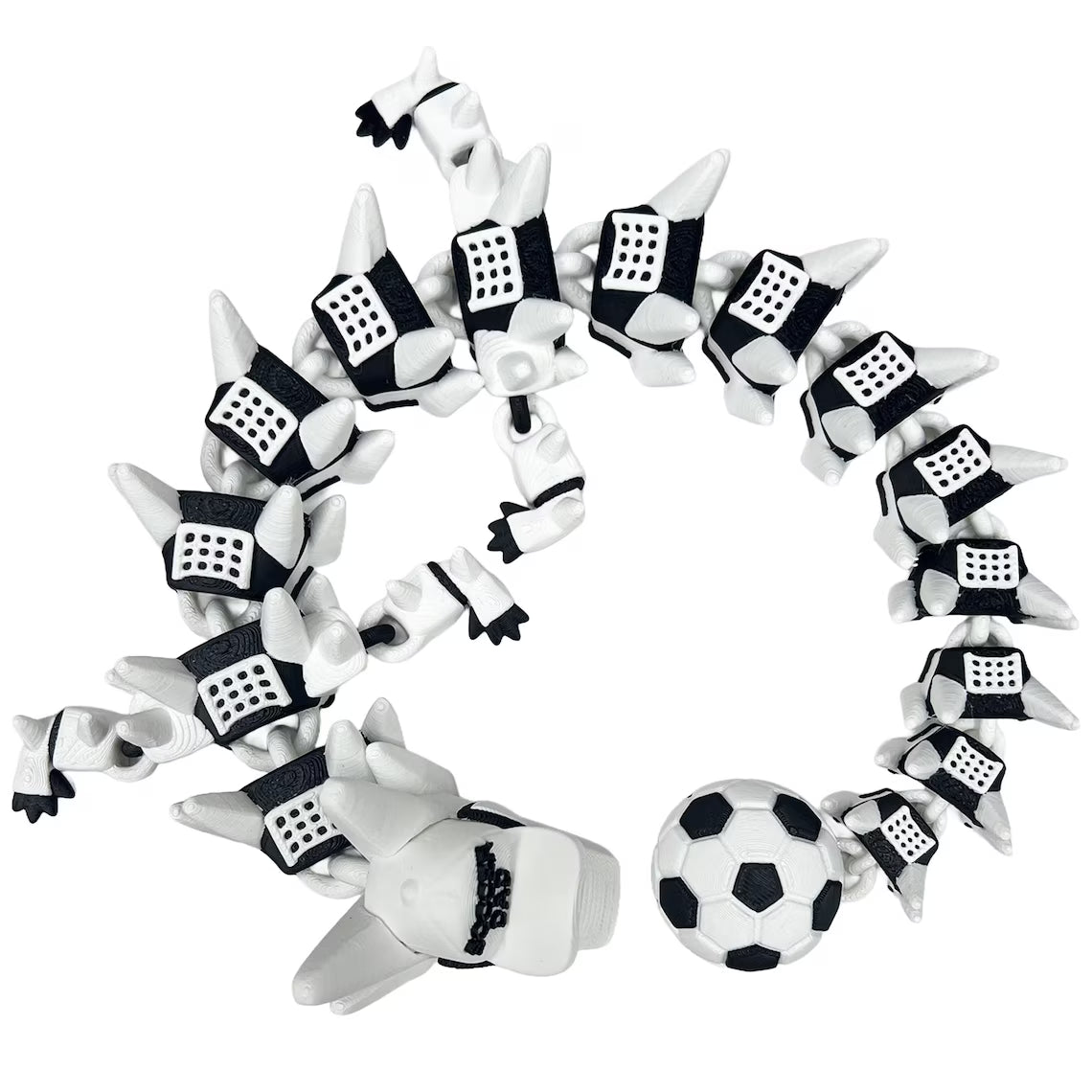 Soccer 3d-Printed Articulated Dragon Toy, Steven Wolf Design, Customizable