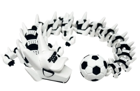 Soccer 3d-Printed Articulated Dragon Toy, Steven Wolf Design, Customizable