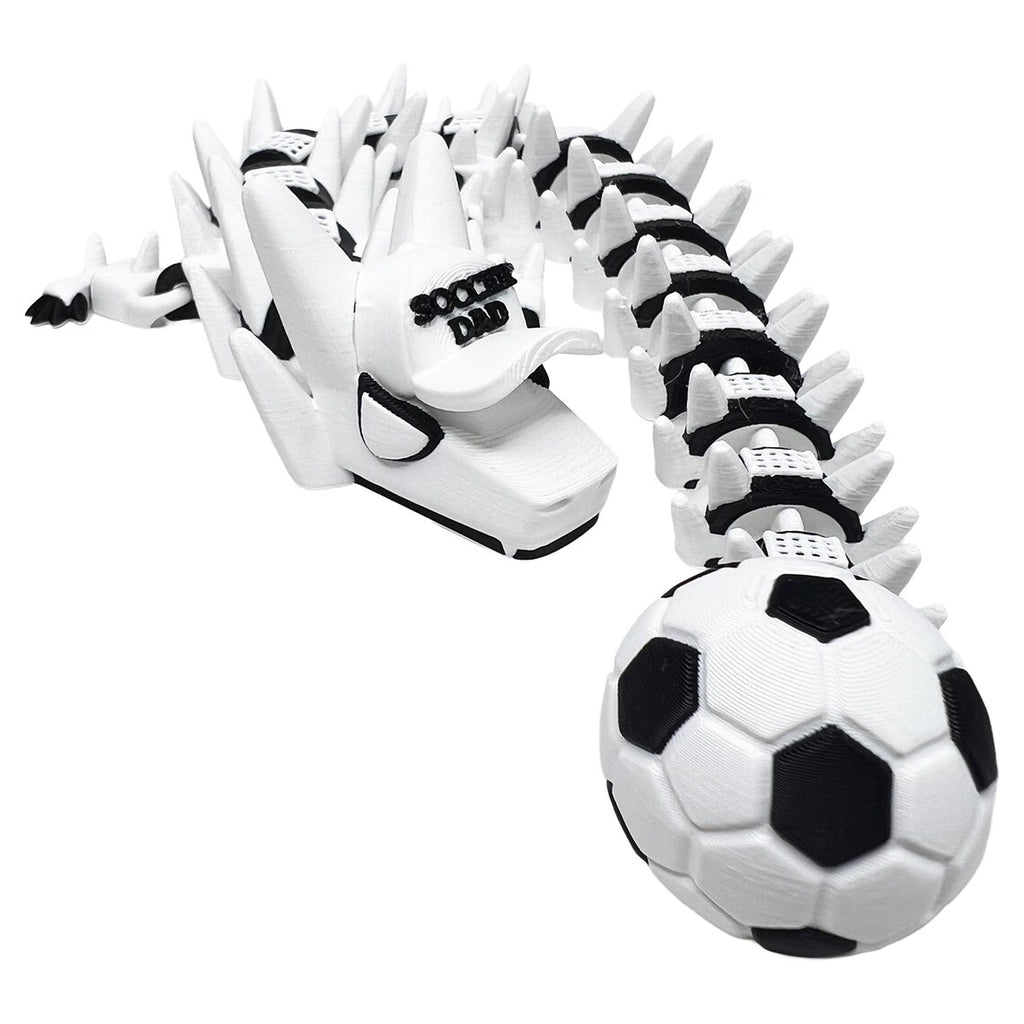 Soccer 3d-Printed Articulated Dragon Toy, Steven Wolf Design, Customizable