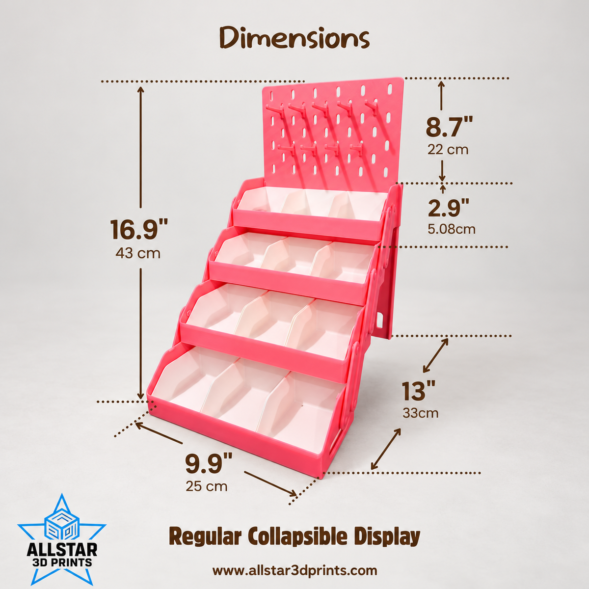 AllStar Regular pegboard dimension diagram