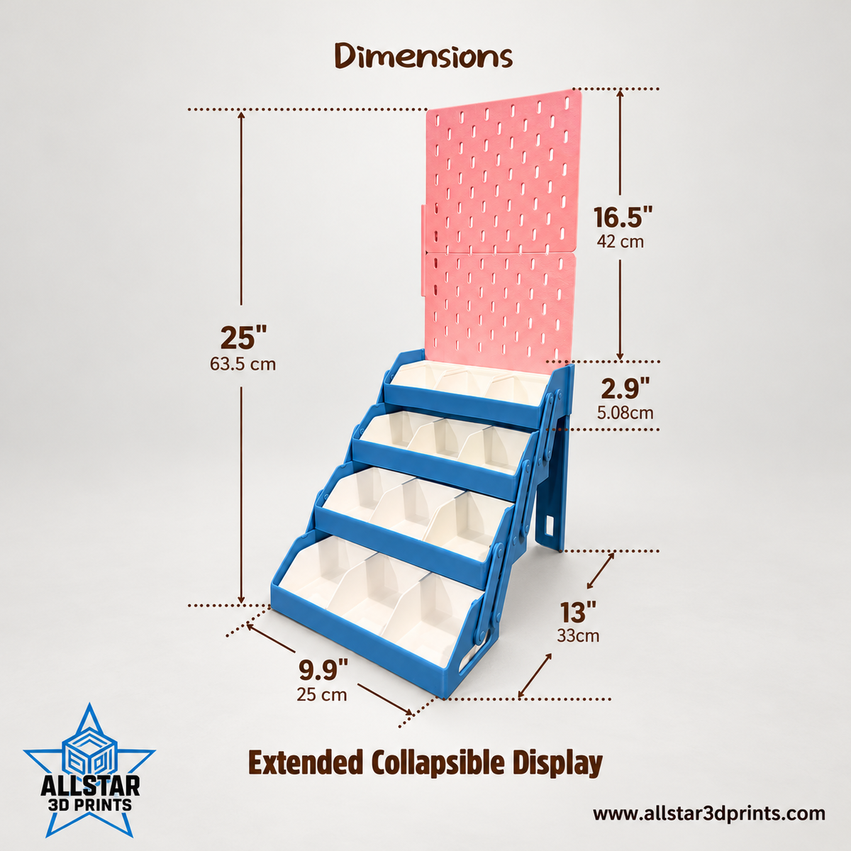 AllStar Extended pegboard dimension diagram