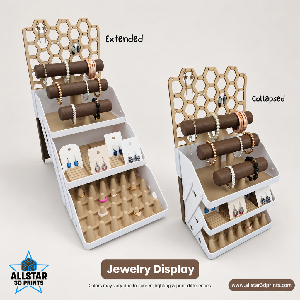 AllStar Extended and collapsed jewelry display comparison