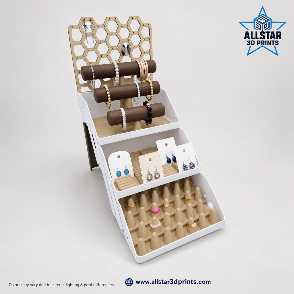 AllStar Extended jewelry stand with honeycomb earring holder