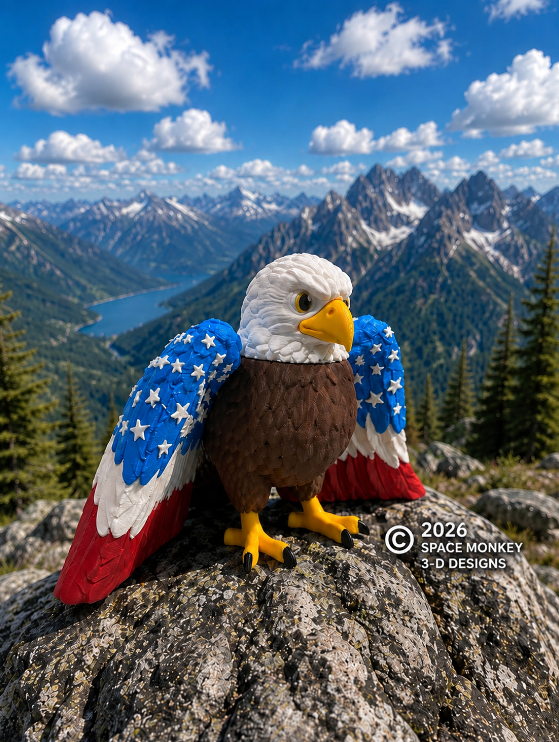 Patriotic American Eagle Figurine | 3D Printed Flag Wings